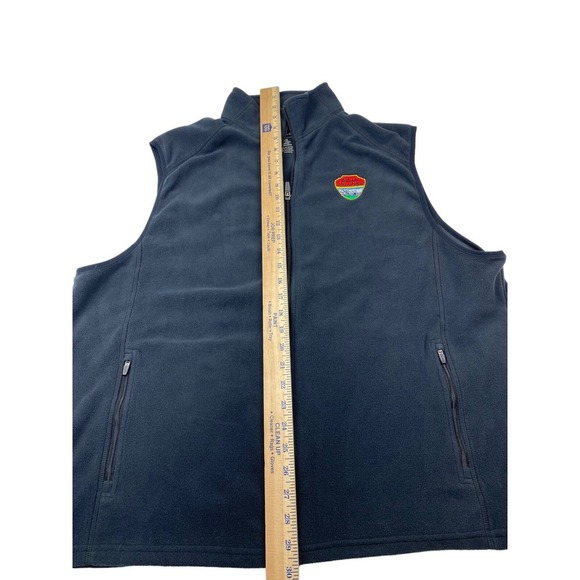Men's L.L. BEAN Black Full Zip Polyester Fleece Vest Size XL Highland Intl. Logo - Picture 2 of 8